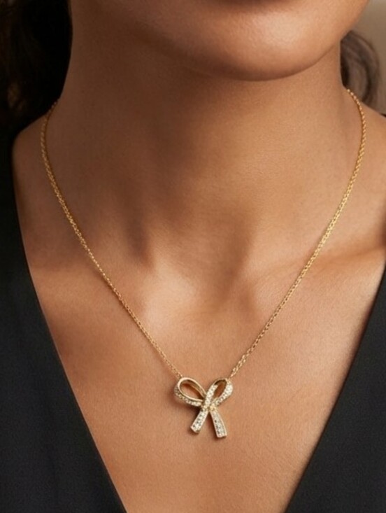 kate spade Jewelry - NWT kate spade 19 Inch Chain - Gold Bow Pendant Necklace with Crystals